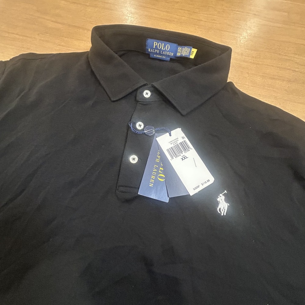 Polo Ralph Lauren Polo Shirt Mens 2XL Black Classic Fit Knit Cotton Pony NWT